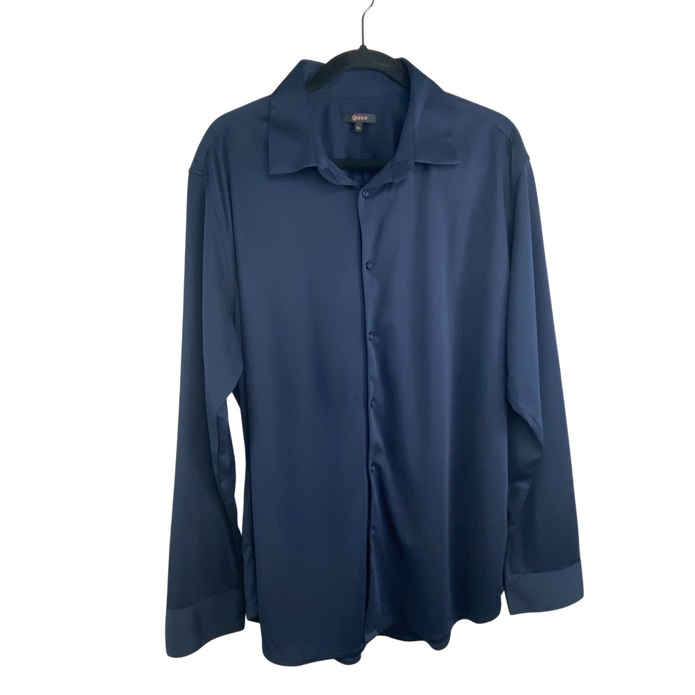 Quince Mens Button Down Dress Shirt XL Navy Blue Performance Commuter Stretch